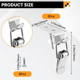 DALQUIS Stainless Steel Tool Box Hood Locks Latches, 90-Degree Spring Loaded Toggle Lock, 2 Pcs Tool Box Hasps with Mounting Screws for Cabinet Door Barn