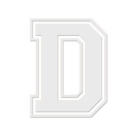 Applicable Pun Varsity Letter D - Vinyl Decal for Outdoor Use on Cars, ATV, Boats, Windows and More - White 8 Inches Tall