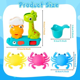 GwaOery Baby Bath Toys Frog Waterfall Water Station with Cup Water Spraying Crab Squishy Toys for 3+ Year Old Boys & Girls Sensory Shower Toy for Toddler Birthday Gifts Bathtub Pool Water Sprinkler