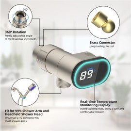 Hibbent Adjustable Shower Head Holder Bathroom Handheld Shower head Bracket LED Display