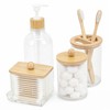 Bamboo Bathroom Accessories Set 4 Pcs, 1 Qtip Holder,1 Soap