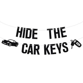 Hide the Car Keys Banner, 16th Birthday Decorations, 16th Funny Birthday Party Decorations for Boys Girls 16 Years Old, Sweet 16, Happy 16th Birthday Party Decorations Supplies