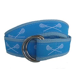 Carolina Blue Lacrosse Ribbon D-Ring Belt Polished Steel D-Ring 38 Navy