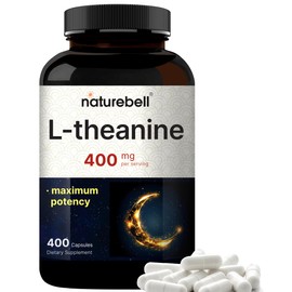 Double Strength L Theanine 400mg, 400 Capsules | Max Potency L-Theanine Supplement for Relaxation, Sleep & Calm Support | Bioavailable Free Form | Natural Amino Acid for Women & Men | Non-GMO