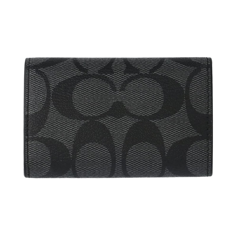 Coach F78675 QB/Charcoal QBO4G Key Case with Box and Shopper,