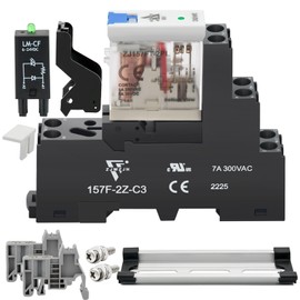 24 Volt Relay with Test Button Miniature 8Amp DPDT with Led Indicator Light and Socket Base (8 Pin- 8A, DC 24V)