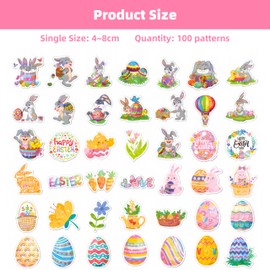 FloraVigo Funny Cat Sticker Set, 100 Pieces, Cute Cat Stickers, Waterproof Vinyl Stickers, Aesthetic Stickers for Cat Lovers, Water Bottles, Scrapbook, Phone (Easter)