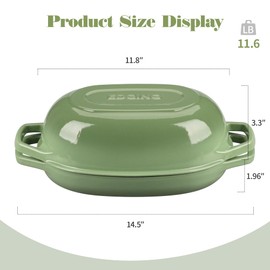 EDGING CASTING Enameled Cast Iron Dutch Oven Pot with Lid, Oval Dutch Oven for Bread Baking, Bread Oven for Homemade Sourdough Bread Baking, 5qt, Pistachio Green
