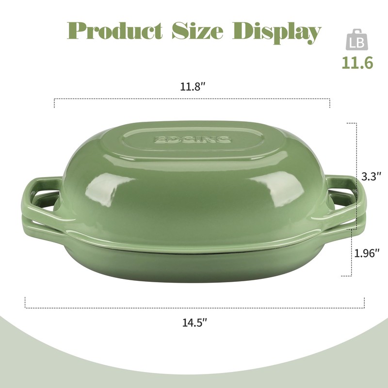 EDGING CASTING Enameled Cast Iron Dutch Oven Pot with Lid,
