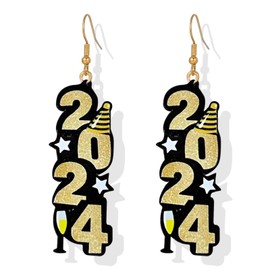 Christmas Earrings for Women Happy New Year Earrings Gold 2024 Alphabet Dangle Earrings Christmas Gifts for Womens