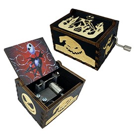 Youtang The Nightmare Before Christmas Hand Crank Music Box Carved Wood Musical Gift for Christmas,Birthday,Valentine's Day