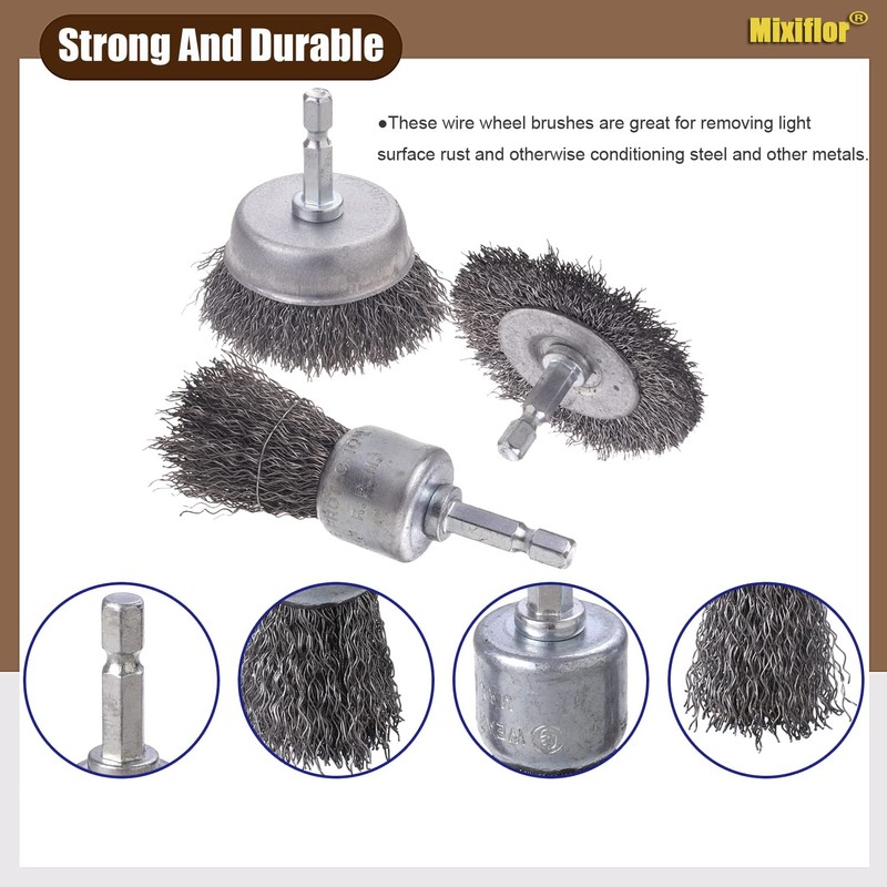 Mixiflor 6 Pcs Wire Brush for Drill Set, Wire Cup