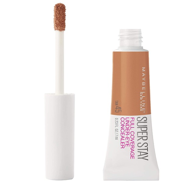 Maybelline Super Stay Super Stay Full Coverage, Brightening, Long Lasting, Under-eye Concealer Liquid Makeup Forup to 24H Wear, With Paddle Applicator, Tan, 0.23 fl. oz.