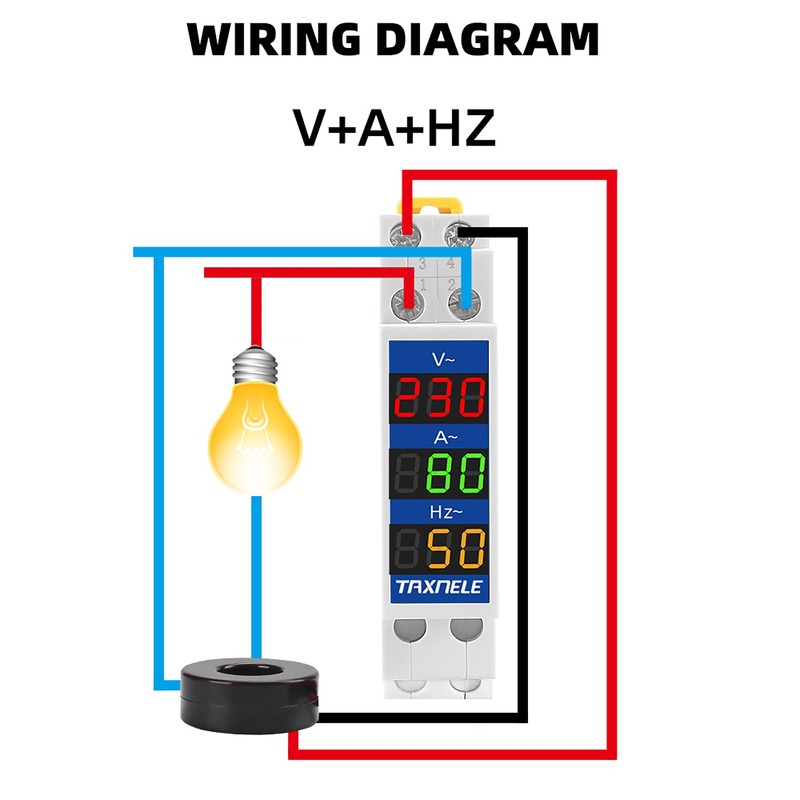 DIN Rail 18 mm Voltage Current HZ Meter AC 80-500V