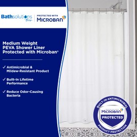 Microban Protected Medium Weight PEVA Shower Liner, 70" W x 72" H, Frosted