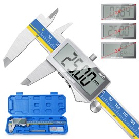 Digital Caliper, Preciva Electronic Stainless Steel Caliper Measuring Tool Vernier Calipers with 0-6 Inch/150MM Conversion Large LCD Screen, Auto-Off Feature (DM57301S)
