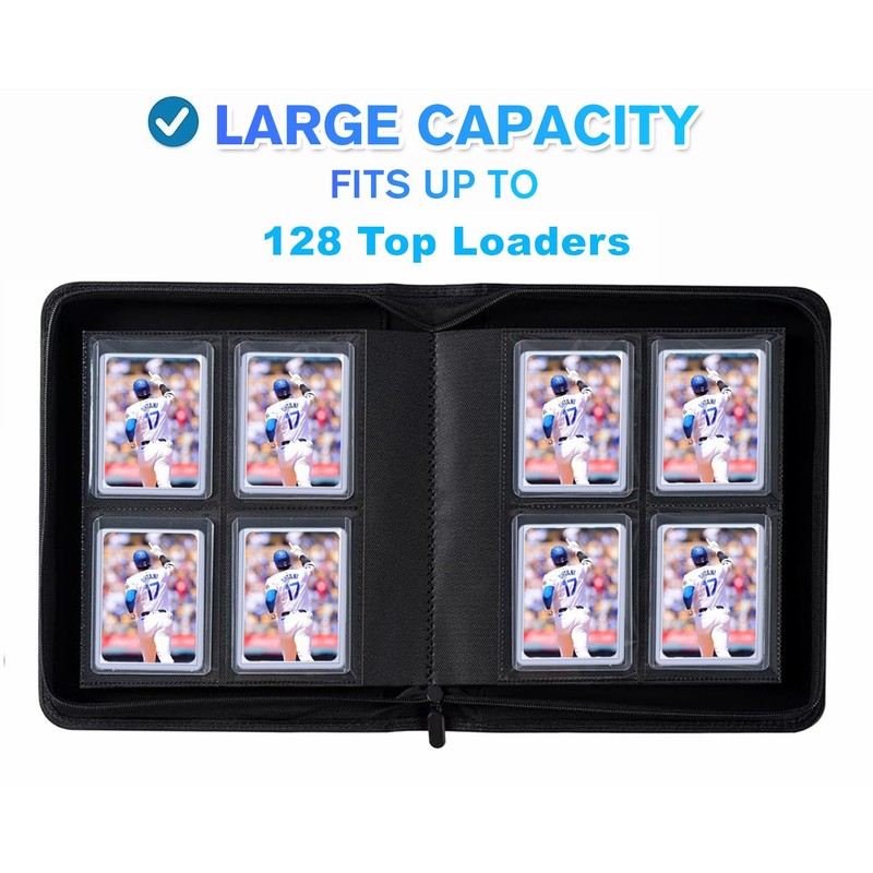 Toploader Binder, 4-Pocket Top Loaders Binder Album Holds 128 Top