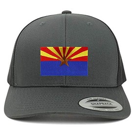 Armycrew Oversize XXL New Arizona State Flag Patch Retro Trucker Mesh Cap - Charcoal