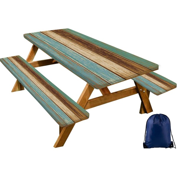CAPSCEOLL Picnic Table Cover with Bench Covers Waterproof Camping Tablecloth