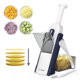ZTQCSQ Safe Mandoline Slicer for Kitchen, Vegetable & Food Cutter & Thickness Adjustable 0.1-8 mm. Easy to Clean, Storage, Kitchen Faster Slice Artifact (Only Slice) (Blue)