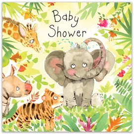 Twizler Baby Shower Card with Elephant & Animals - New Baby Boy Card - New Baby Girl Card - Congratulations Card - New Baby Gifts Boy or Girl - Baby Shower Gifts - Mum To Be Card