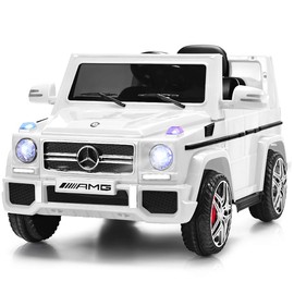 Costzon Kids Ride On Car, 12V Battery Powered Electric Vehicle, Parental Remote Control & Manual Modes, Music, Horn, LED Headlights, USB MP3 Functions (Modern White)