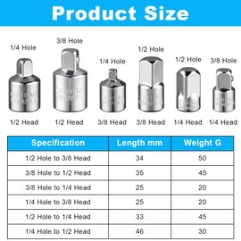 Flintronic Impact Socket Adapter Reducer, 1/2" Drive Twist Socket Set Wheel Nut Remover, Socket Adapter 1/4", 3/8", 1/2", for Nuts, Drills, Sockets, Cordless Screwdrivers, Wrenches, Ratchets