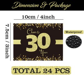 Sumerk 24 Pcs 30th Birthday Bottle Labels Cheers to 30 Years Stickers 30th Happy Birthday Gift Idea Decorations 30th Sticker for Birthday/Wedding Party