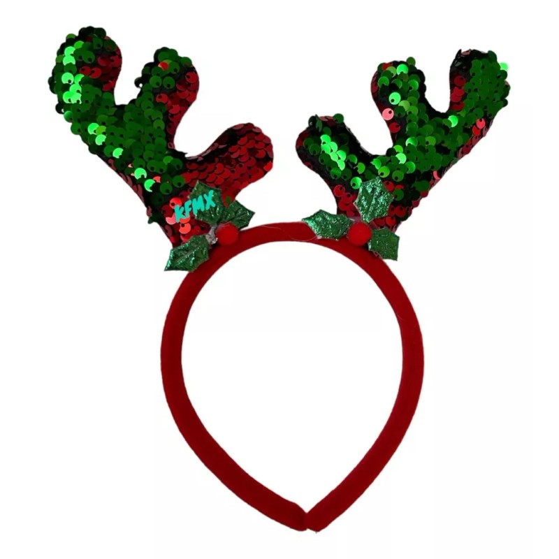 KFMX 24 Diademas De Reno Lentejuelas Navidad Fiestas