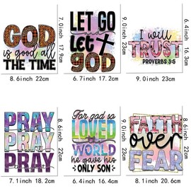 Christian Prayer Themed Heat Transfer Sticker, 6 Counts/set DIY Washable Iron on Transfer for Clothing Bag, Fashion Design Patches on Clothes Decoration