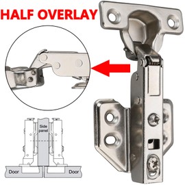 Luokim 26mm Mini Cup Soft Close Hinge for Thin Door Half Overlay Concealed Cabinet Hinge with Screws Nickel Finish 4 Pcs