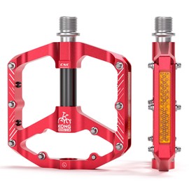 Mountain/Road Bike Pedals with 3 Seal Bearing - 9/16" MTB Pedals Platform Lightweight - Non-Slip Bicycle Pedals for BMX MTB (Red-Black)