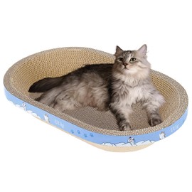 UUig Cat Scratcher, 23.6x14.9 inches Cardboard Cat Scratchers for Indoor Cats, Large Cat Scratching Board, Oval Cat Scratch Pad Bed with Catnip
