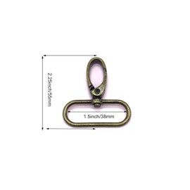 Goyunwell 1-1/2 inch Swivel Lobster Clasps 1.5 inch Swivel Hooks for Purse Bag Making Lobster Claw Swivel Snap Clips Extra Large 38mm 10pcs Antique Bronze