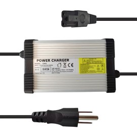 58.4V 10A Power Supply Adapter Charger for 16S 48V LiFePO4 Battery High Power with 3 Holes Plug Supply Cord, Aluminum Shell