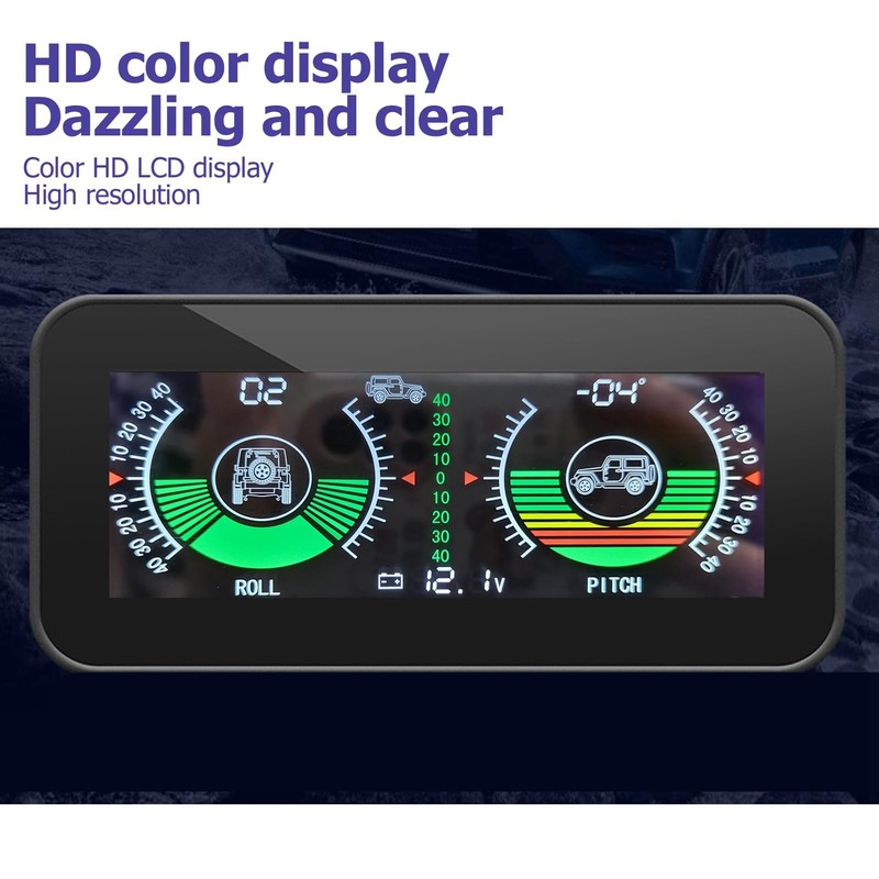 Sharainn Angle Declinometer, Universal Intelligent Car Inclinometer Tilt Gauge HUD