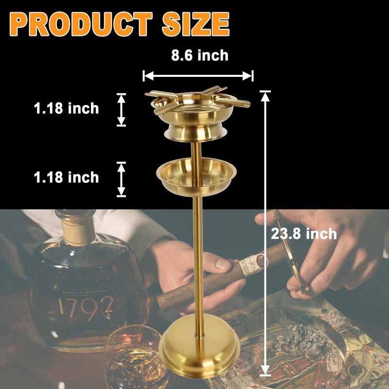 Tall Outdoor Floor Standing Cigar Ashtray,Stable Stainless Steel Standing Ashtray