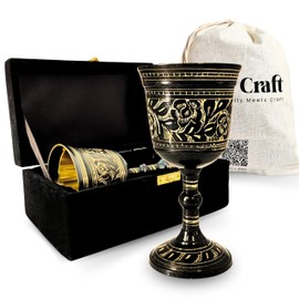 NARRY CRAFT Royal Wine Goblet Solid Brass Handmade Premium Wine Cup Black Goblet Medieval Decor Gothic Chalice
