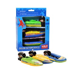 Wild Republic Ocean Boat Three Pack, Wind Up Motor, Gift for Kids, Great for Interactive Play
