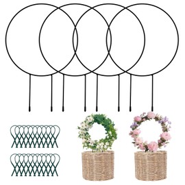 4 Pack Trellis for Potted Plants for Climbing Plants with 20 Reusable Garden Ties - 16 Inch Plant Trellis Indoor Supports for Potted Plants, Flowers, Tomatoes - Hoya Trellis,Indoor Plant Trellis(1)