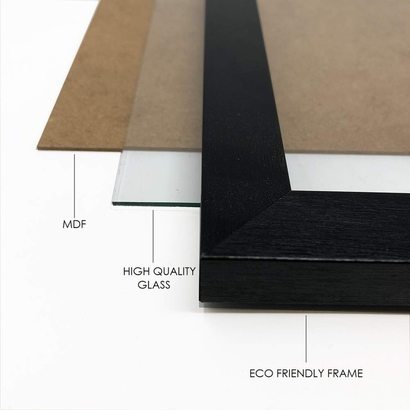 pf+a REAL GLASS Black Panoramic Frame For 12x5 Photo -