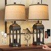 QiMH Table Lamp for Living Room, Farmhouse Lamps Set of