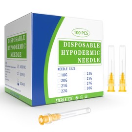 100Pack 25 Gauge 1 Inch Needle, Luer Lock Individually Sealed Wrapped, Disposable Dispensing Lab Supplies