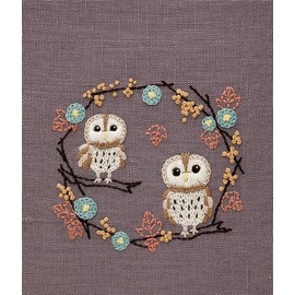 DMC Chicchi 12 Months Woodland Animals Embroidery Kit, Owl Enjoying the Scent of Osmanthus with Instructions and Patterns DMCJPT72J