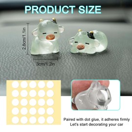 6Pcs Luminous Cow Dashboard Decor Set, Cute Cow Car Dash Decorations Car Door Rear View Mirror Ornament Interior Accessories for Home Office for Women Men