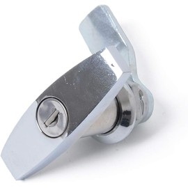 Riloer Trailer T-Handle Lock, Rear Fixing T Handle Lock Tool Box Garage Door Lock with 2 Keys for RV Caravan Motorhomes, Chrome/1-Pack