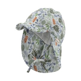 Sterntaler Boys' Peaked Cap with Neck Protection Printed with Leaves Sun Hat, light turquoise, 51