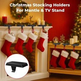 Stocking Holders for Mantle Set of 8, Metal Christmas Stocking Holder, Weighted Stocking Hangers with Non-Slip Protective Pad, Stocking Hooks for Mantle | TV Stand | Staircase | Dresser