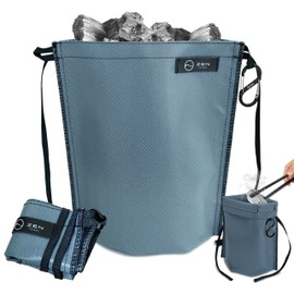 ZEN Camps Fire Extinguishing Bag, Ash Carrier, Earth Color, Charcoal Processing Bag, Charcoal Bag, Waterproof, Freestanding, Camping, Heat Resistant, Flame Retardant, Compact, Large Capacity (S, 9.8 x