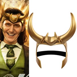 nezababy Horns Crown Merchandise Costume Mask,Gold Helmet Headwear Cosplay Masquerade Accessories Prop for Adult Woman